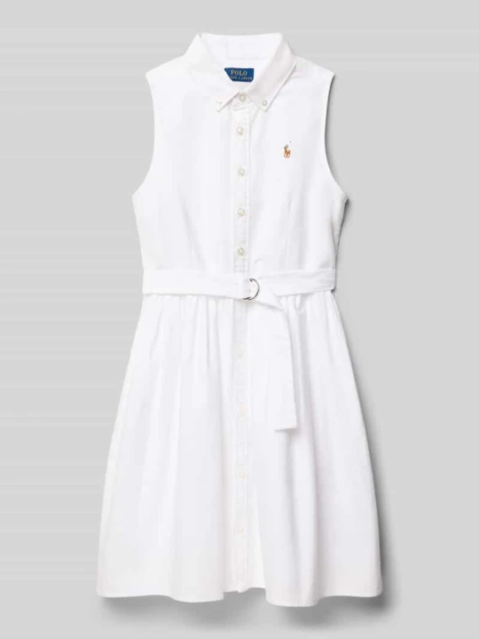 Zdjęcie produktu Taliowana Sukienka koszulowa z Mieszanka bawełny Model 'LATOYIAOXFSD' Polo Ralph Lauren Biały