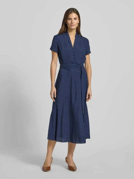 Zdjęcie produktu Taliowana sukienka koszulowa z wykładanym kołnierzem model 'EARNEST' Lauren Ralph Lauren Granatowy