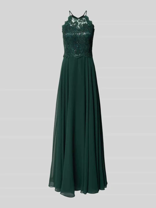Zdjęcie produktu Taliowany sukienka wieczorowa z obszycie koronką VM By Vera Mont Ciemnozielony