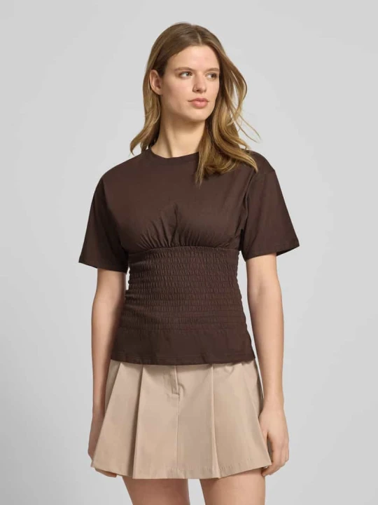 Zdjęcie produktu Taliowany T-shirt z okrągłym dekoltem Model 'EVELYN' JJXX Średniobrązowy