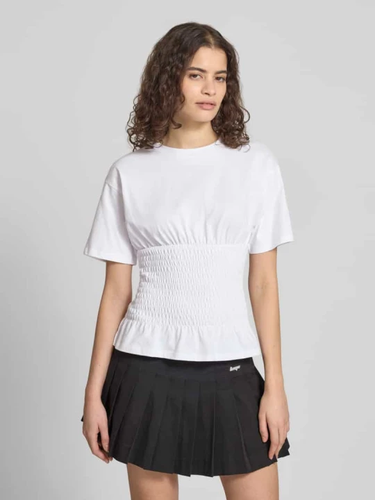 Zdjęcie produktu Taliowany T-shirt z okrągłym dekoltem Model 'EVELYN' JJXX Biały