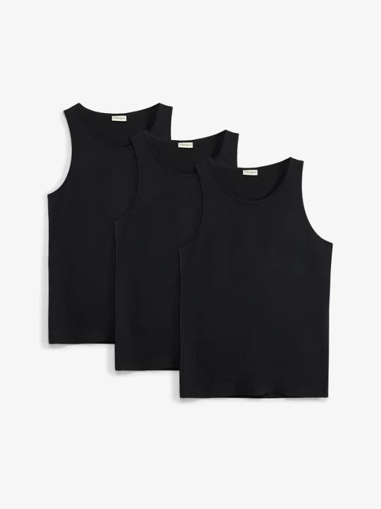 Zdjęcie produktu Tank top (3 szt.) BonPrix czarny