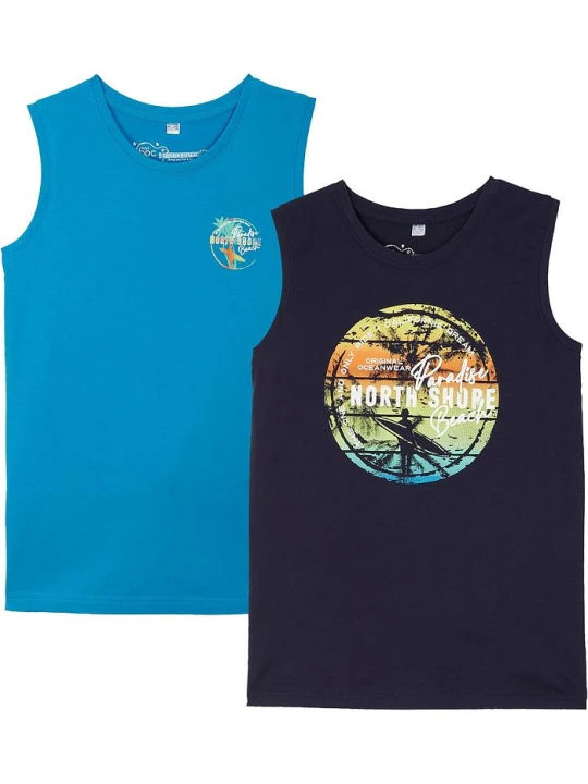 Zdjęcie produktu Tank top chłopięcy (2 szt.), z bawełny organicznej BonPrix niebieski
