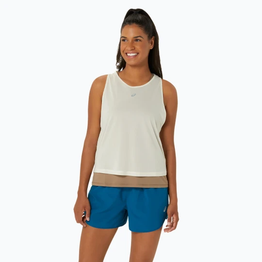 Zdjęcie produktu Koszulka do biegania 2w1 damska ASICS Nagino Run Tank oatmeal / pepper Beżowy