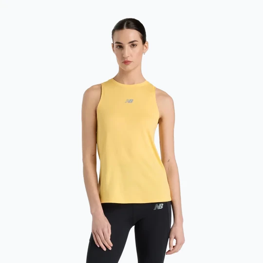 Zdjęcie produktu Koszulka do biegania damska New Balance Jacquard Slim Tank clementine Żółty