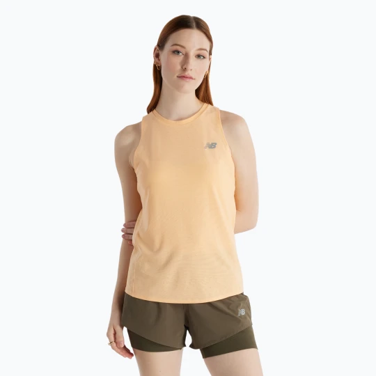 Zdjęcie produktu Koszulka do biegania damska New Balance Jacquard Slim Tank peach blossom Pomarańczowy