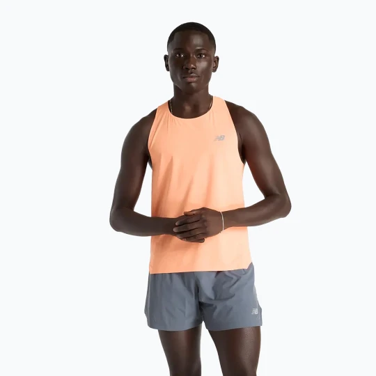 Zdjęcie produktu Koszulka do biegania męska New Balance Race Day Ultra Light Singlet hotmango Pomarańczowy