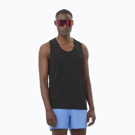 Zdjęcie produktu Koszulka do biegania męska Salomon Sense Aero Singlet GFX deep black