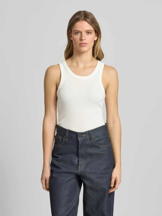 Zdjęcie produktu Tank top o kroju slim fit z mieszanki bawełny ekologicznej model 'VAL' Only Złamany biały