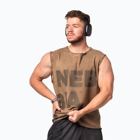 Zdjęcie produktu Koszulka treningowa męska Washed-Off Beastin light brown NEBBIA
