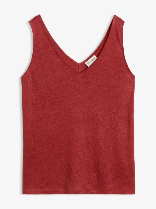 Zdjęcie produktu Tank top z czystego lnu BonPrix czerwony