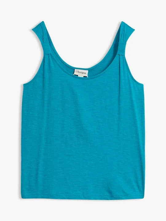 Zdjęcie produktu Tank top z czystej bawełny organicznej BonPrix niebieski