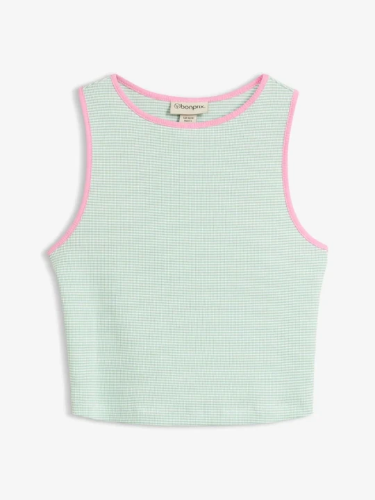 Zdjęcie produktu Tank top z czystej bawełny organicznej BonPrix zielony