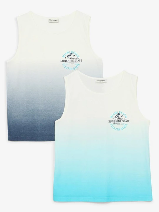 Zdjęcie produktu Tank top z czystej bawełny organicznej, z efektem ombre (2 szt.) BonPrix biały