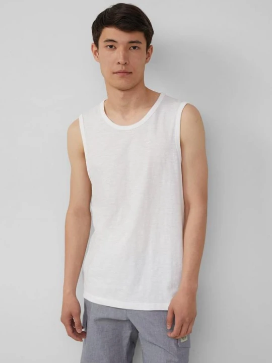 Zdjęcie produktu Tank top ze strukturą przędzy płomieniowej i logo s.Oliver biały