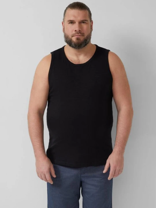 Zdjęcie produktu Tank top ze strukturą przędzy płomieniowej i nadrukiem logo s.Oliver czarny