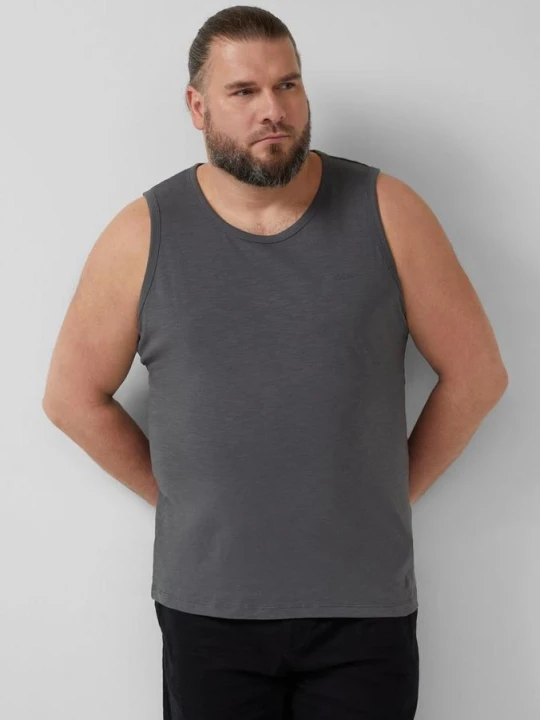 Zdjęcie produktu Tank top ze strukturą przędzy płomieniowej i nadrukiem logo s.Oliver szary