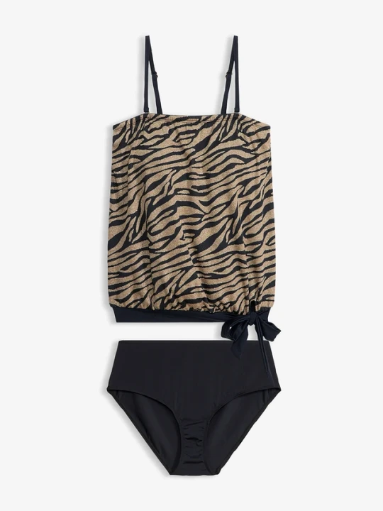 Zdjęcie produktu Tankini bandeau z połyskującego materiału (komplet 2-cz.) BonPrix czarny