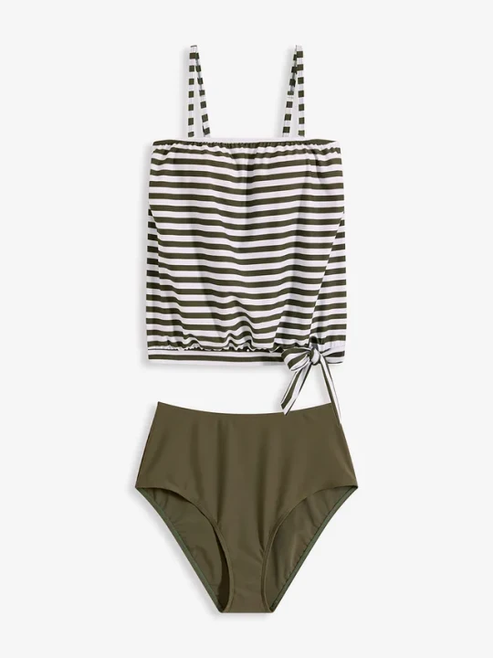 Zdjęcie produktu Tankini oversize z odpinanymi ramiączkami (komplet 2-cz.) BonPrix zielony