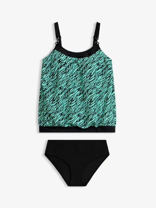 Zdjęcie produktu Tankini oversize z ozdobnym kółkiem (komplet 2-cz.) BonPrix czarny