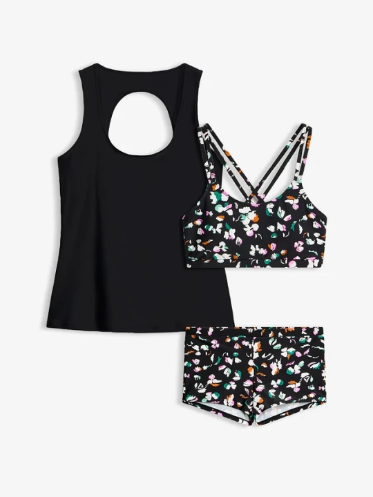 Zdjęcie produktu Tankini + top typu bustier (komplet 3-cz.) BonPrix czarny