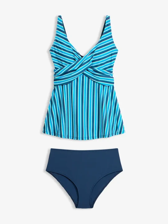 Zdjęcie produktu Tankini w optyce kopertowej (2 części) BonPrix niebieski