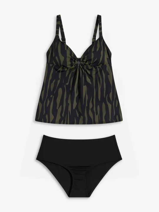 Zdjęcie produktu Tankini z ozdobym kółkiem (2 części) BonPrix zielony