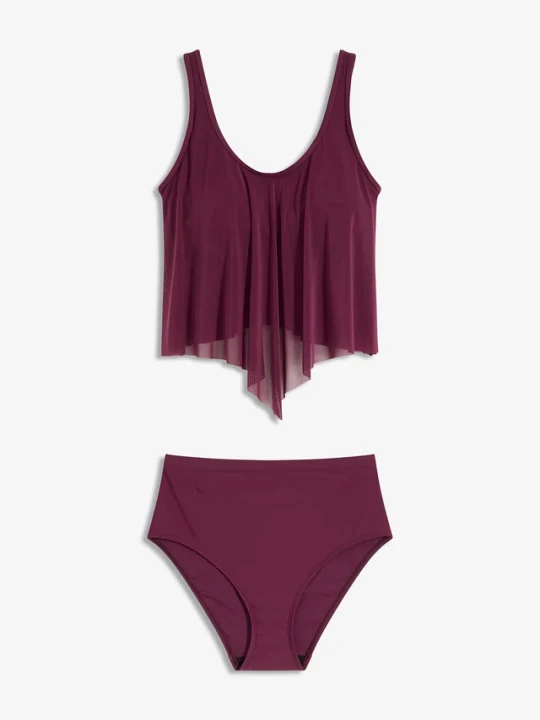 Zdjęcie produktu Tankini z prześwitującą siateczką (2 części) BonPrix fioletowy