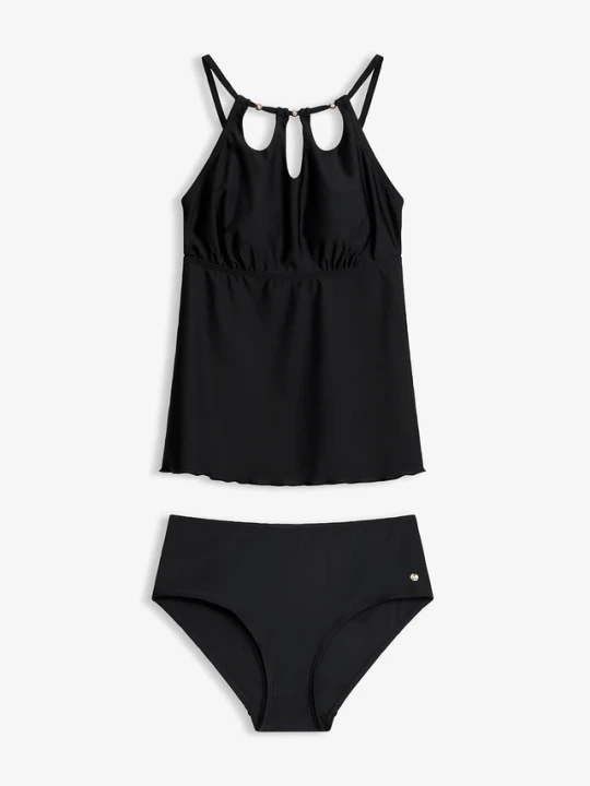 Zdjęcie produktu Tankini z wycięciami (2 części) BonPrix czarny