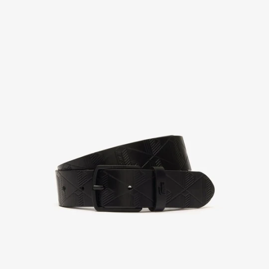 Zdjęcie produktu Teksturowany skórzany pasek z monogramem Lacoste