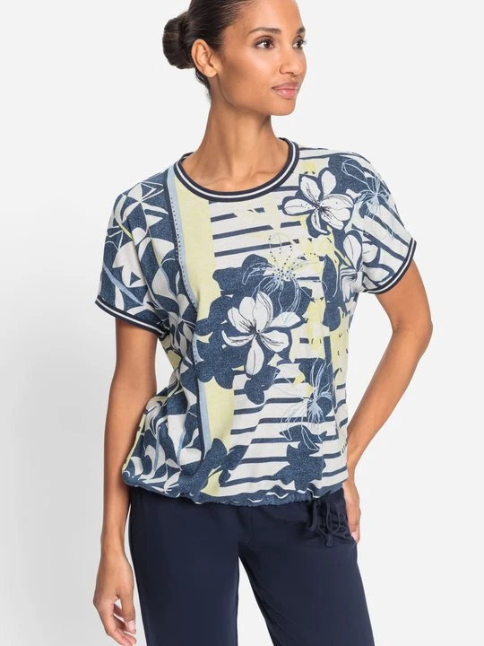 Zdjęcie produktu TENCEL™ Bluzka damska Clara w paski z kwiatowym wzorem – Marina City Olsen