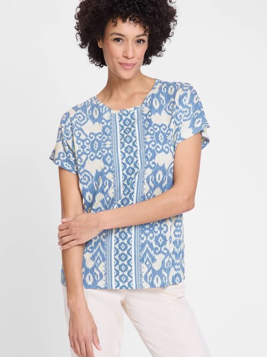 Zdjęcie produktu TENCEL™ Granatowa bluzka damska Cosima z printem – Relaxed Code Olsen