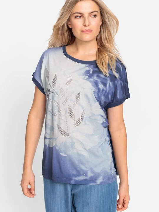 Zdjęcie produktu TENCEL™ Granatowa bluzka damska Cosima ze wzorem – Back in Bloom Olsen