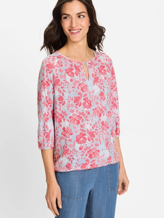 Zdjęcie produktu TENCEL™ Modal Różowa bluzka damska z kwiatowym printem – Boho Beauty Olsen