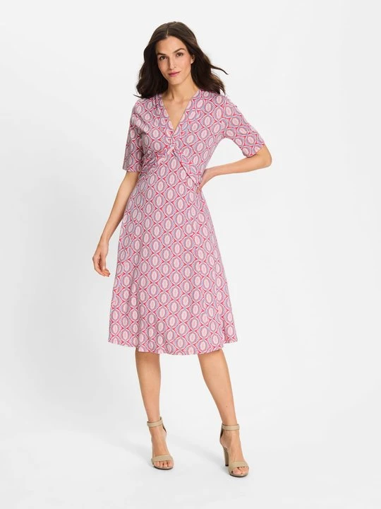 Zdjęcie produktu TENCEL™ Modal Różowa sukienka z geometrycznym wzorem – Boho Beauty Olsen