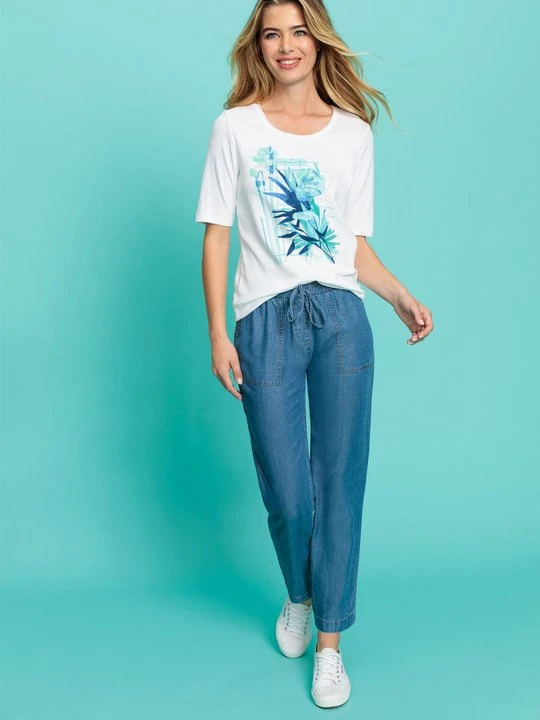 Zdjęcie produktu TENCEL™ Niebieskie spodnie damskie Lisa Straight – Ocean Breeze Olsen