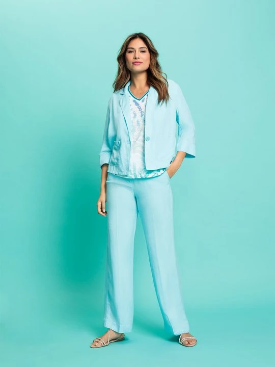 Zdjęcie produktu TENCEL™ Turkusowe spodnie damskie Anna - Miami Vibes Olsen