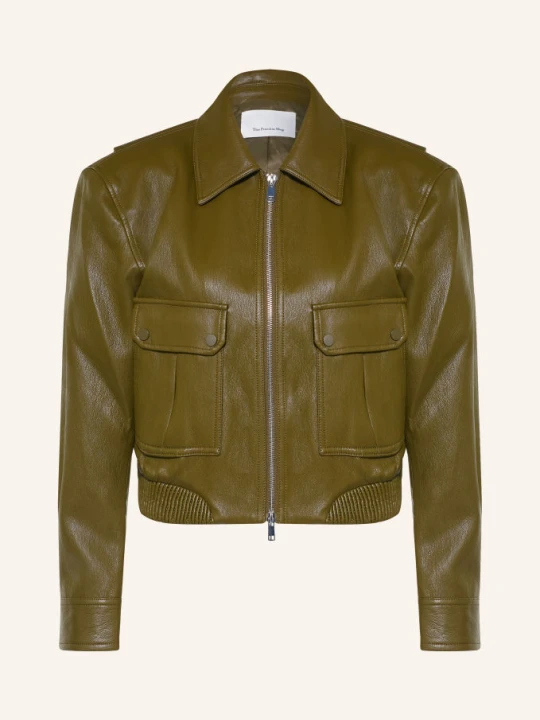 Zdjęcie produktu The Frankie Shop Bomberka Val O Wyglądzie Skóry gruen KHAKI