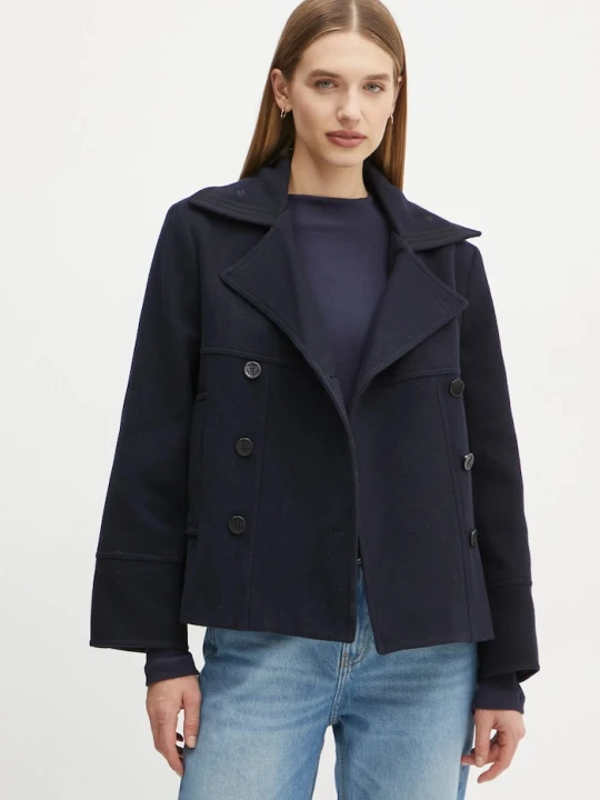 Zdjęcie produktu The Kooples płaszcz wełniany granatowy