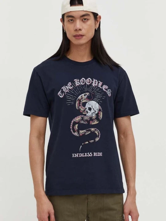 Zdjęcie produktu The Kooples t-shirt bawełniany granatowy