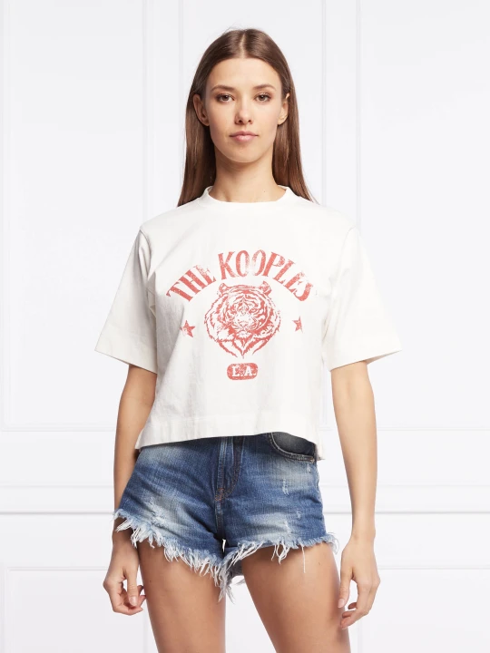 Zdjęcie produktu The Kooples T-shirt | Cropped Fit kremowy