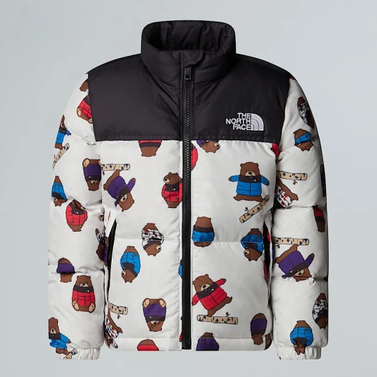 Zdjęcie produktu The North Face Dziecięca Kurtka Z Nadrukiem 1996 Retro Nuptse Tnf White - Nuptse Bear Print Rozmiar 4 lat unisex