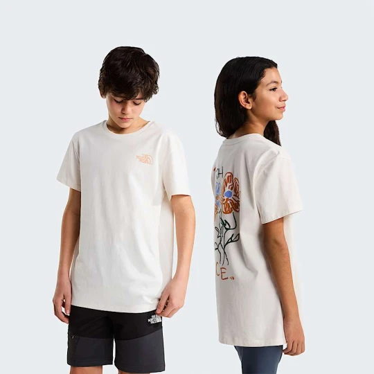 Zdjęcie produktu The North Face Młodzieżowy Luźny T-shirt Flower Scribble White Dune-dust Orange Rozmiar M male
