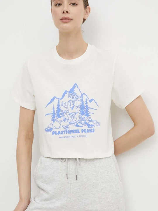 Zdjęcie produktu The North Face t-shirt bawełniany beżowy