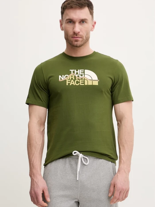 Zdjęcie produktu The North Face t-shirt bawełniany MOUNTAIN zielony