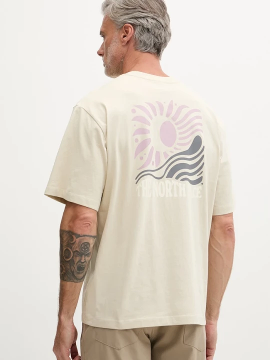 Zdjęcie produktu The North Face T-shirt męski bawełniany SUN OVERSIZE beżowy