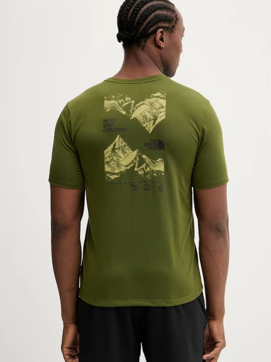 Zdjęcie produktu The North Face t-shirt treningowy FOUNDATION MOUNT zielony