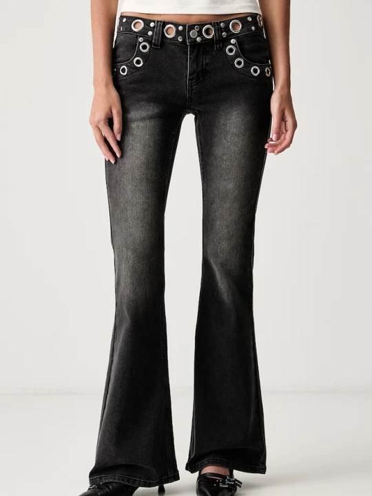 Zdjęcie produktu The Ragged Priest jeansy flare damskie czarny
