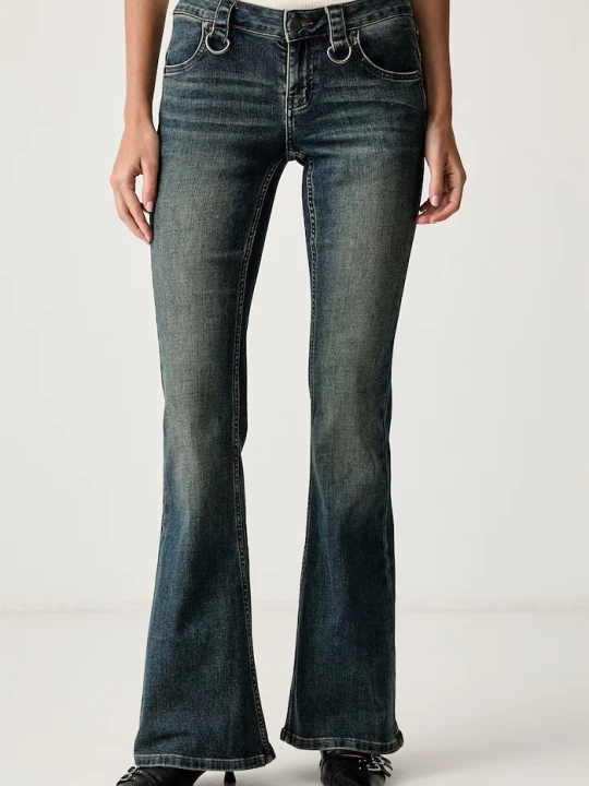 Zdjęcie produktu The Ragged Priest jeansy flare damskie granatowy