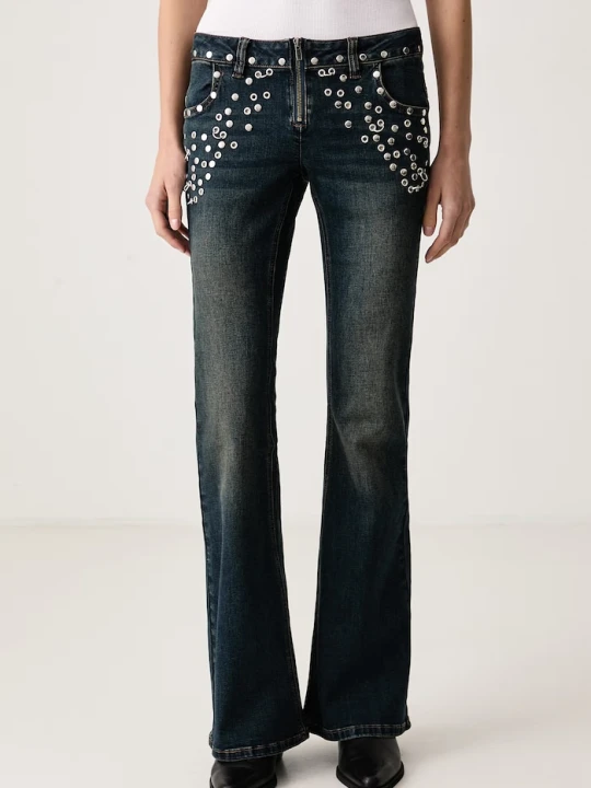 Zdjęcie produktu The Ragged Priest jeansy flare damskie granatowy